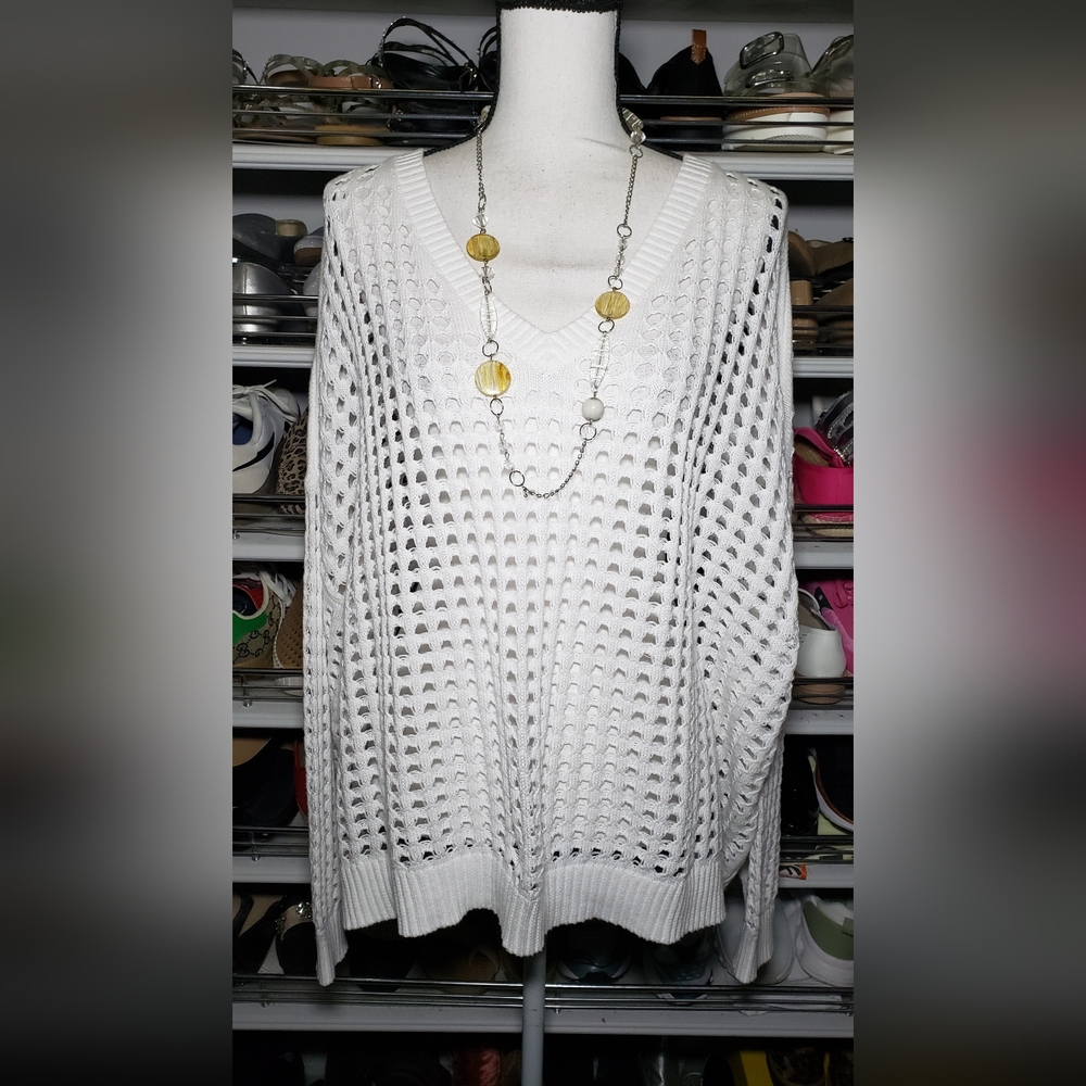DKNY Jeans Open Stitch Cotton Sweater